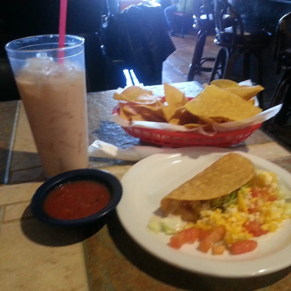 Chips and Salsa and Chicken Taco