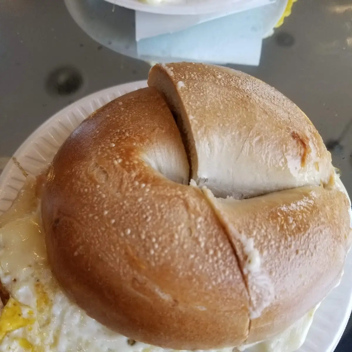 Plain Bagel with Egg Ham & Chesse
