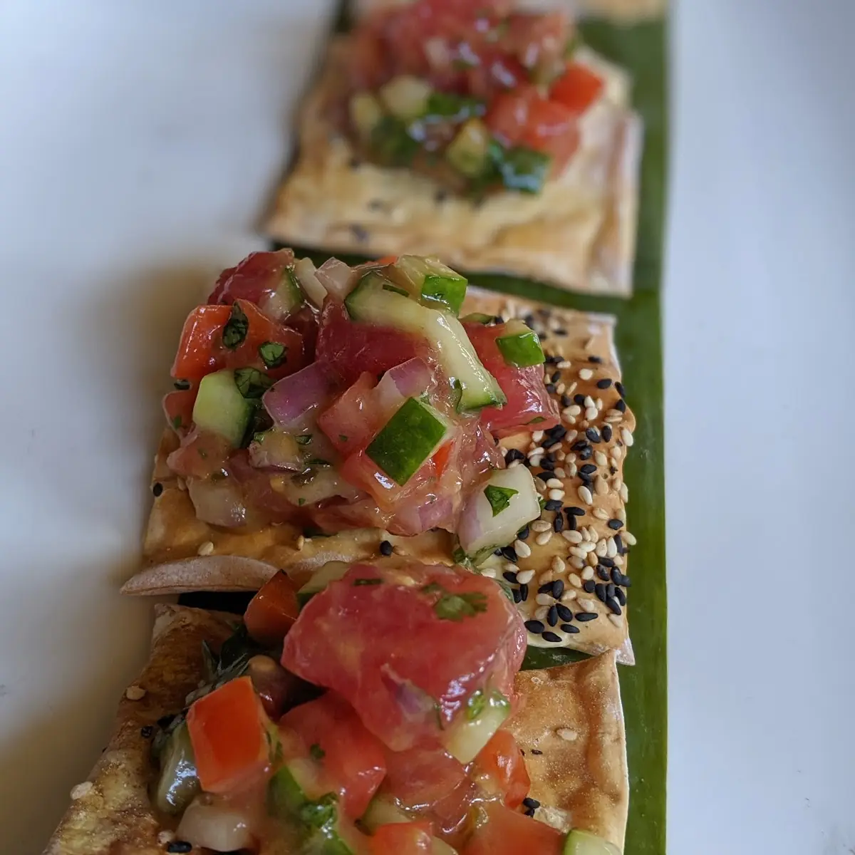 Tuna Poke on Sesame Crackers