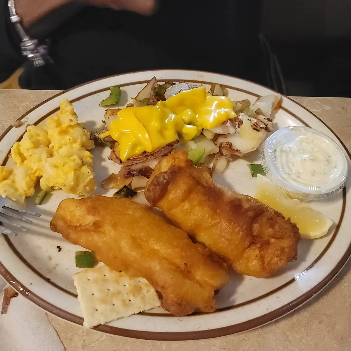 Fish and Red Skin Potatoes Mac and Cheese