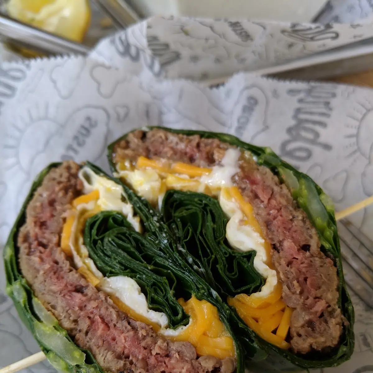 Buckaroo Burger in Collard Green Wrap