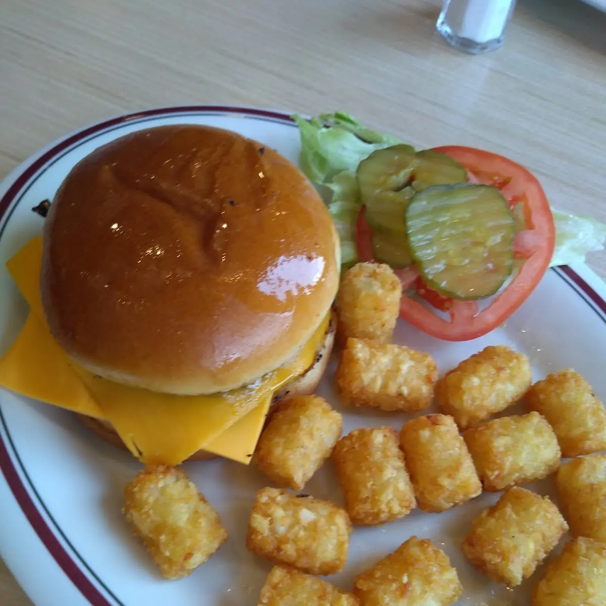 Double Cheeseburger and Tator Tots