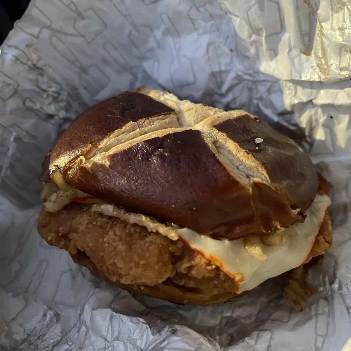 Pretzel Chicken Burger