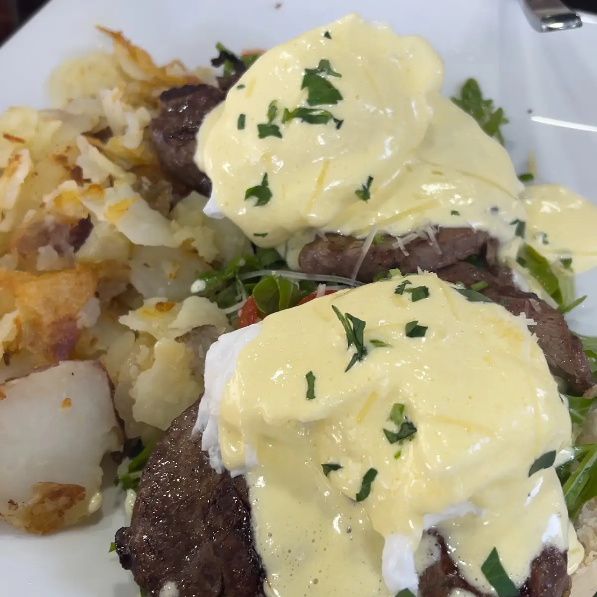 Steak Egg Benedict with Biscuits and Gravy