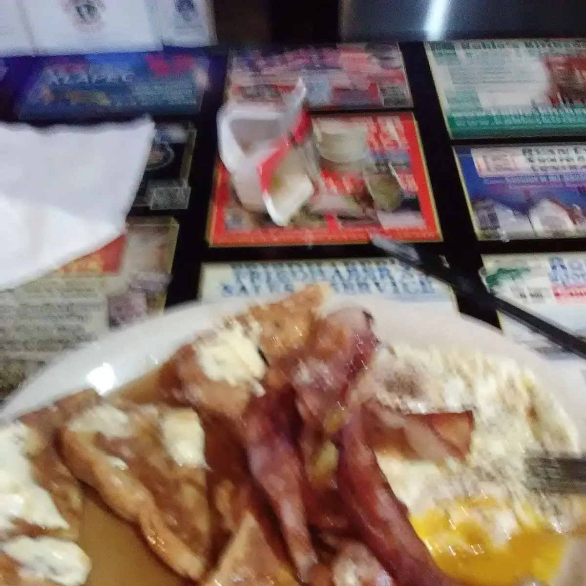 French Toast Eggs and Bacon Strips