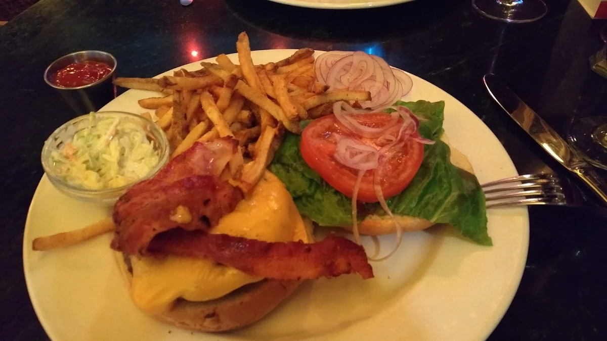 Club Sandwich with Fries and Bacon Cheeseburger
