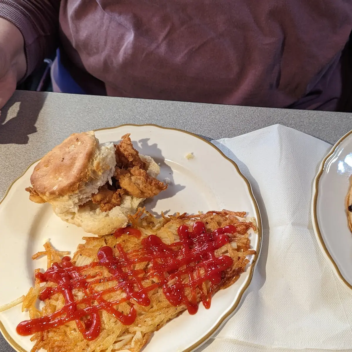 Chicken Biscuit and Hash Browns