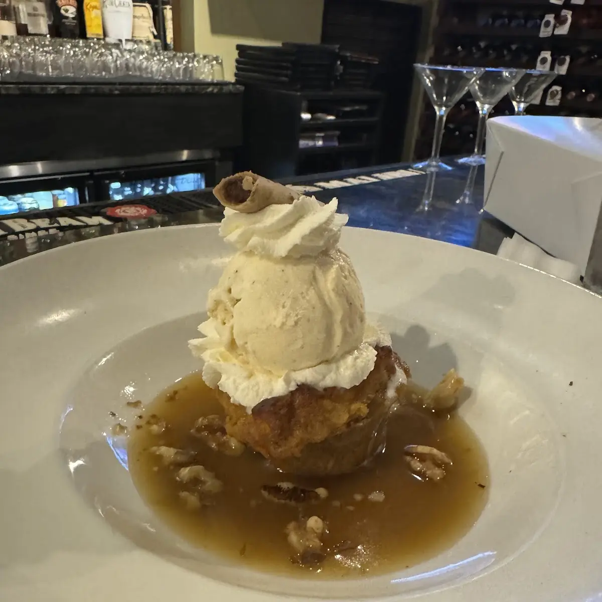 White Chocolate and Walnut Bread Pudding
