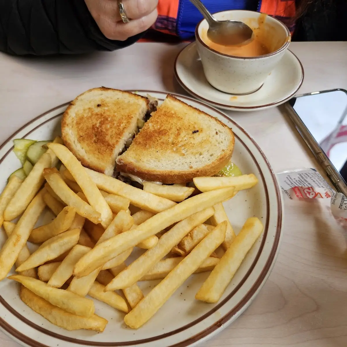 Ruben Fries and Tomato Soup