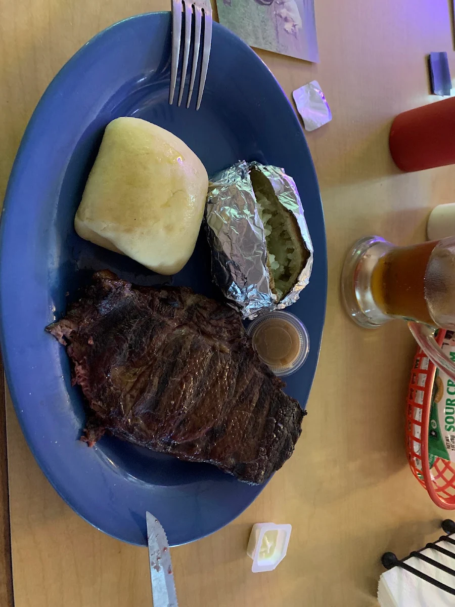 Steak with Baked Potato and Roll