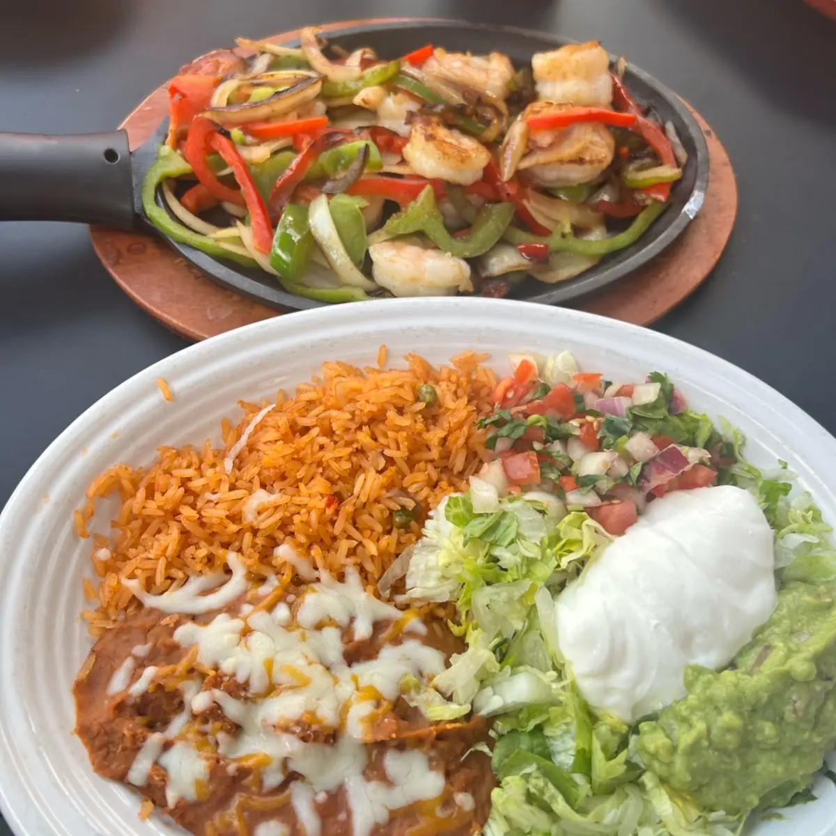 Rice Beans and Mexican Salad