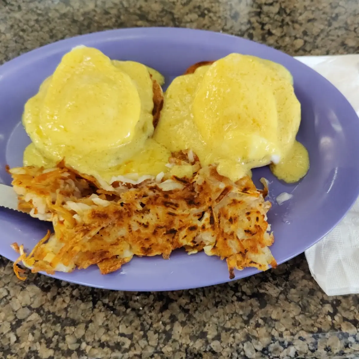 Eggs Benedict with Crispy Hash Browns