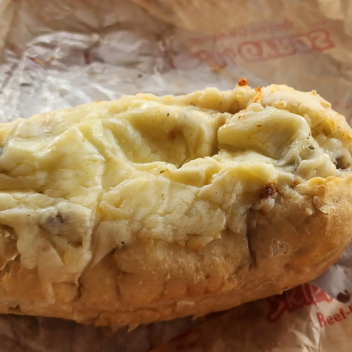 Cheezy Beef on Garlic Bread
