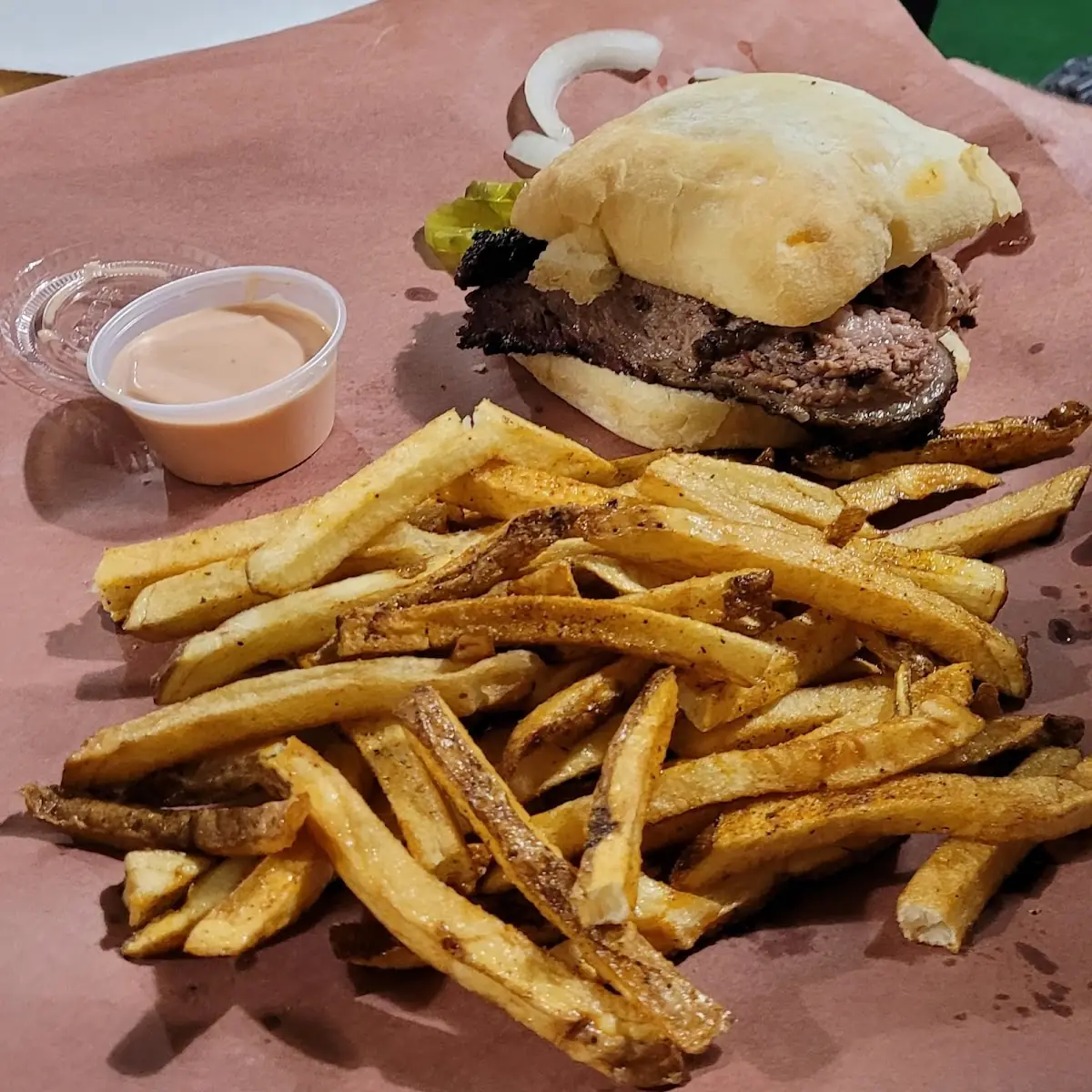 Brisket Sandwich and Fries