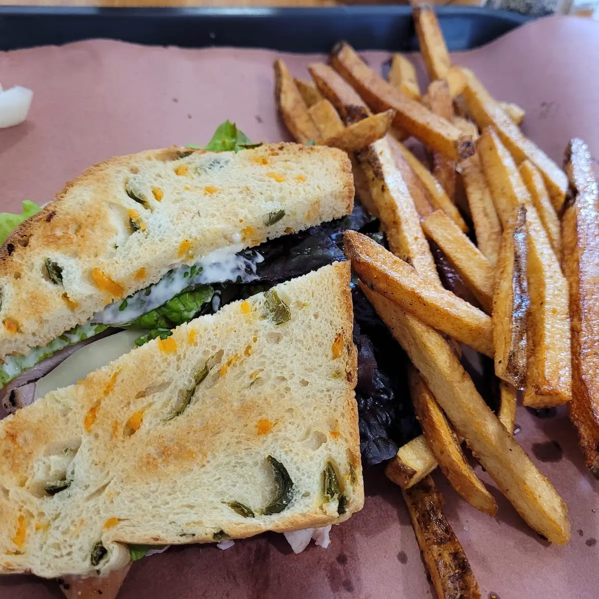 Smoked Turkey Sandwich and Fries