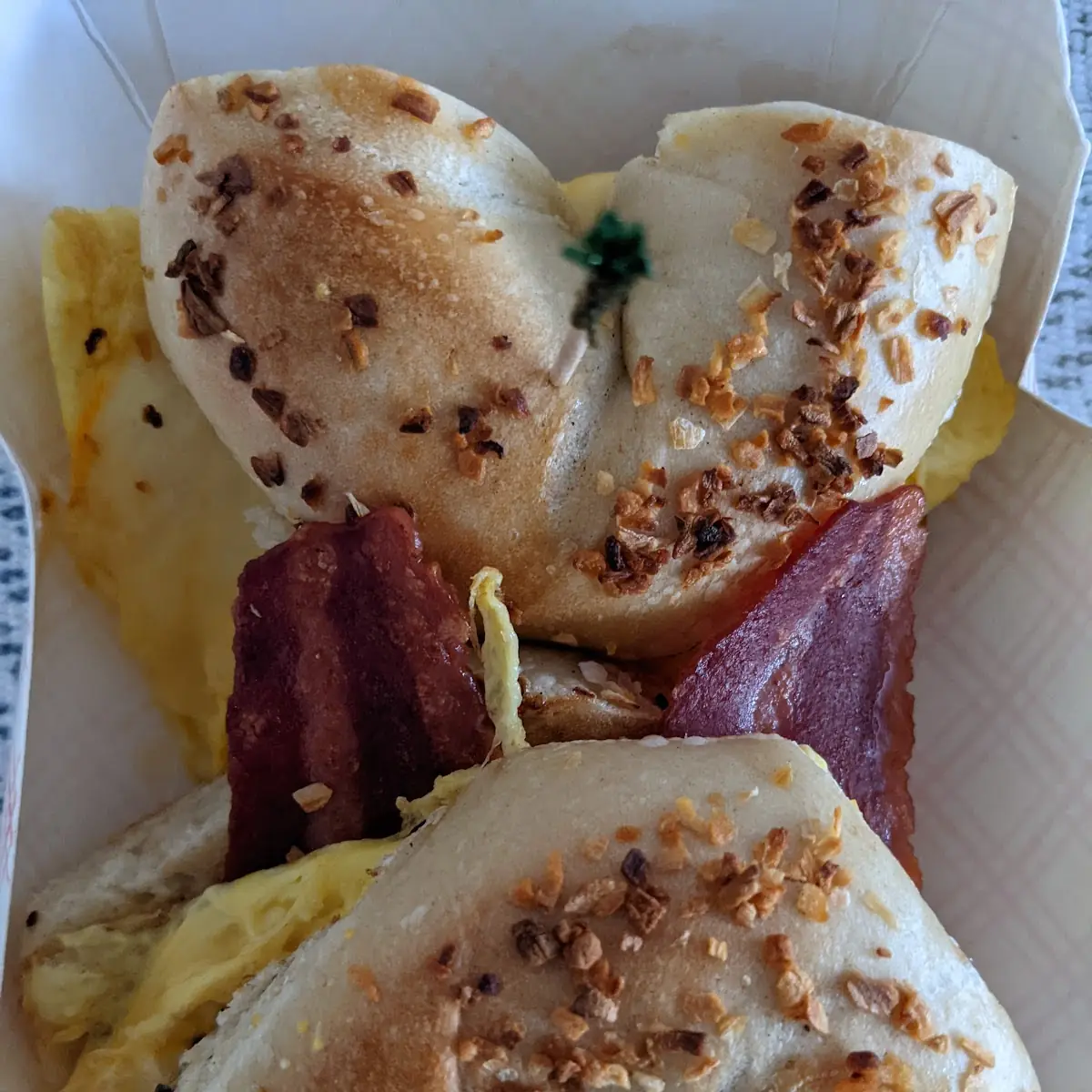 Breakfast Bagel Sandwich with Turkey Bacon
