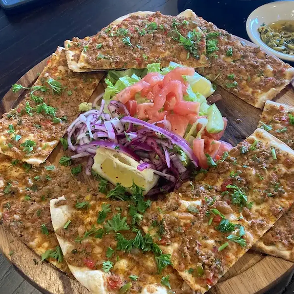Turkish Lahmacun with Salad Sides