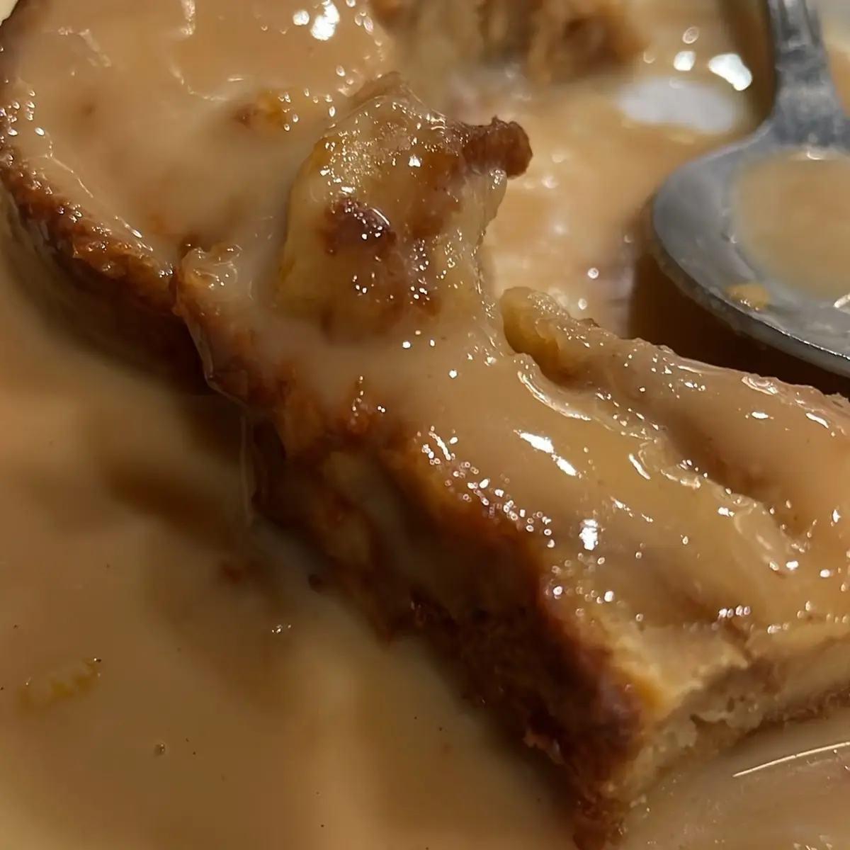 Bread Pudding with White Chocolate Sauce