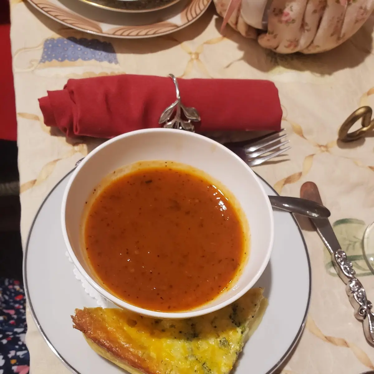 Tomato Basil Soup and Broccoli Quiche