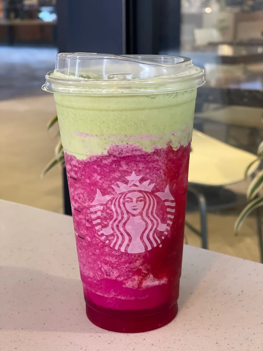 Dragonfruit Refresher with Matcha Foam
