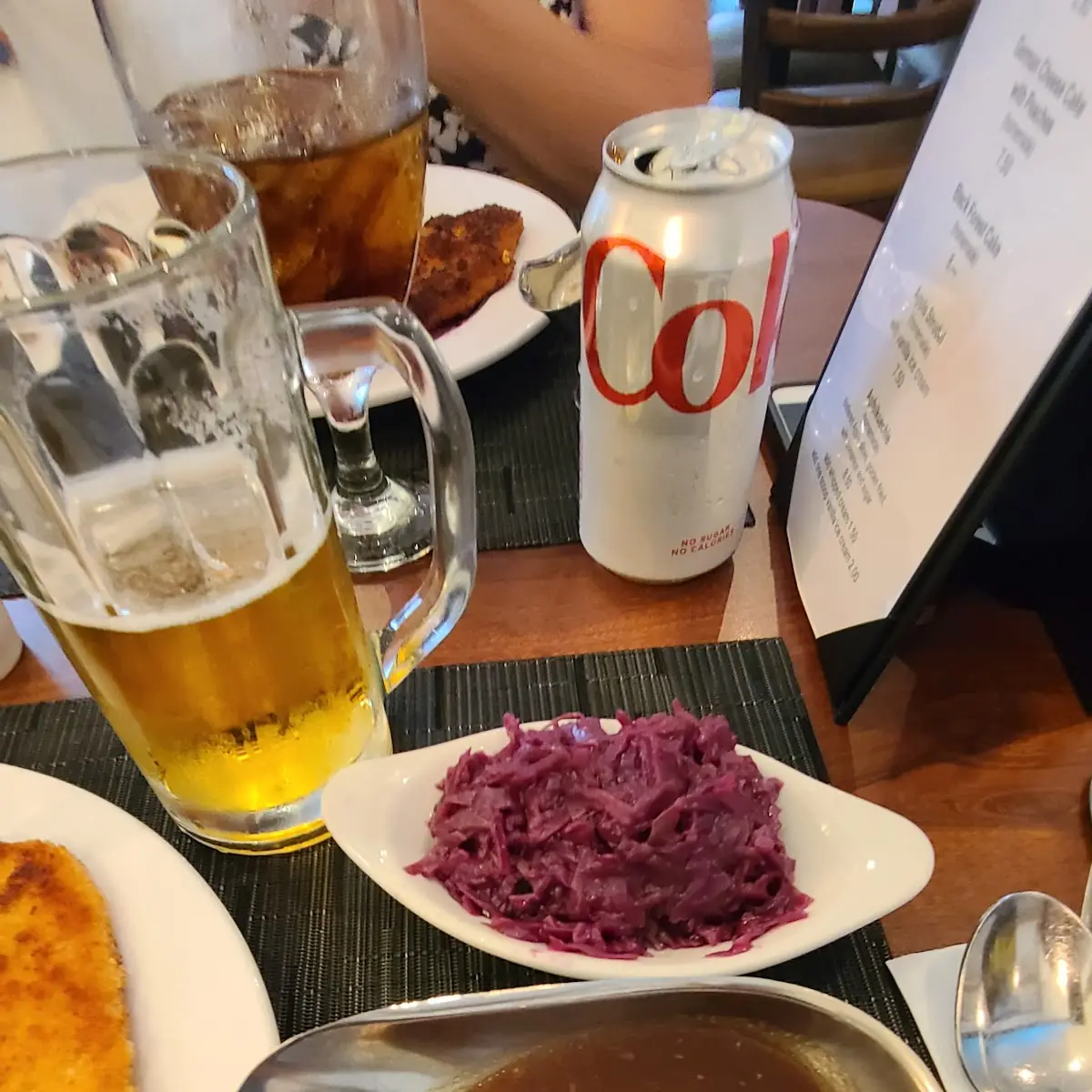 Weiner Schnitzel Brown Gravy Red Cabbage Bread Dumplings
