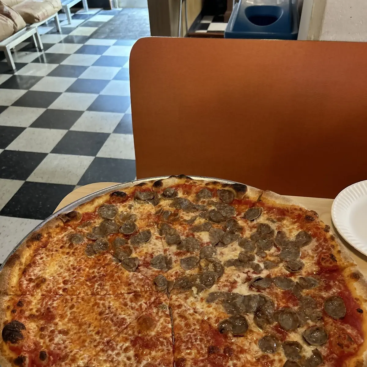 Half Plain Half Sausage Pizza