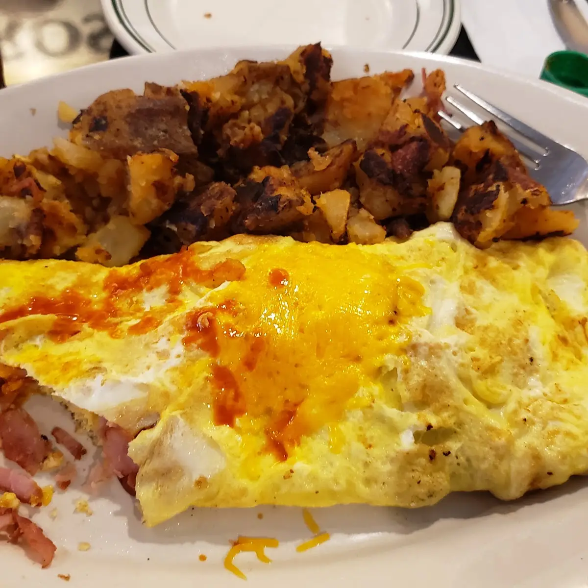 Ham N Cheese Omelet with Hashbrowns
