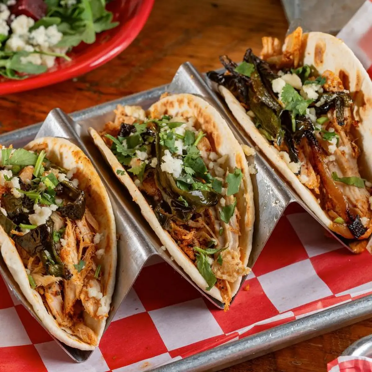 Chicken Brisket Pulled Pork Tacos