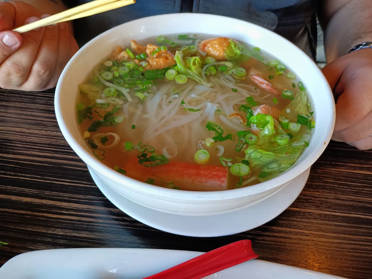 Hu Tieu Nam Vang Clear Noodles Shrimp Crab Sticks and Pork Balls, Pho Hoai Vietnamese Beef House Okotoks