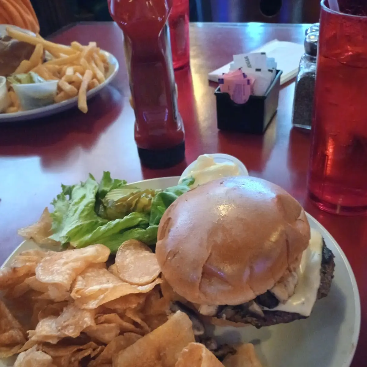Mushroom Swiss Burger Homemade Fried Chips