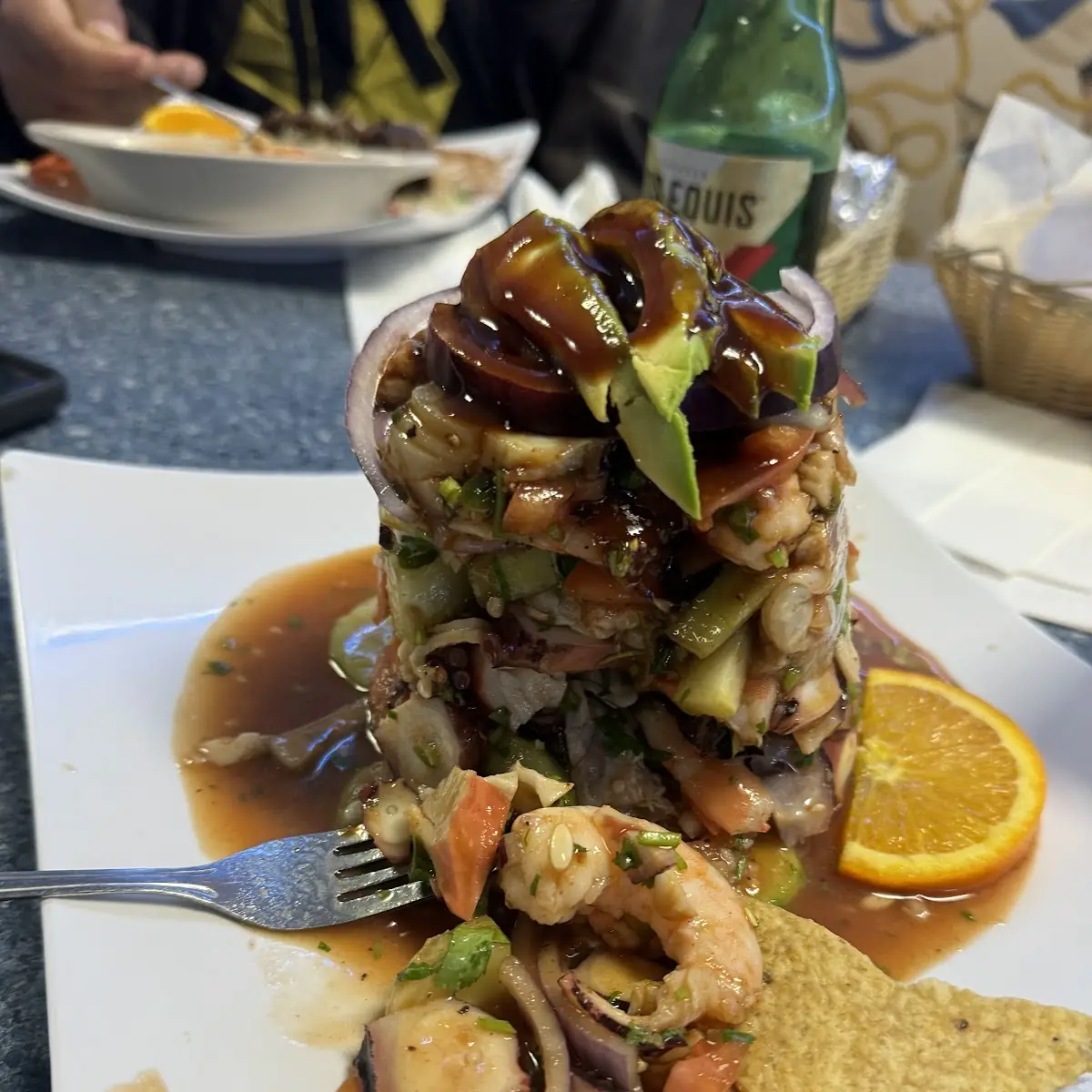 Botana De Mariscos En Salsa Negra Seafood Appetizer in Black Sauce