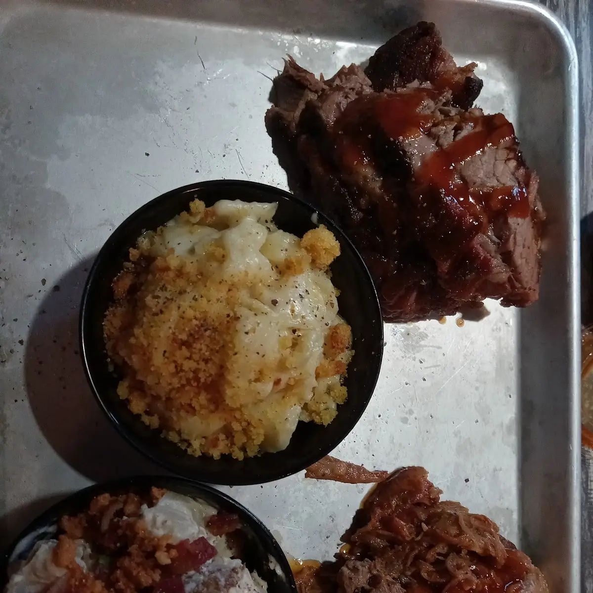Pulled Pork Mac and Cheese Potatoes Salad Brisket