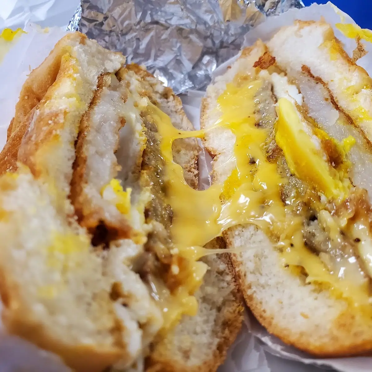 Sausage Egg and Cheese with a Hash Brown Breakfast Sandwich