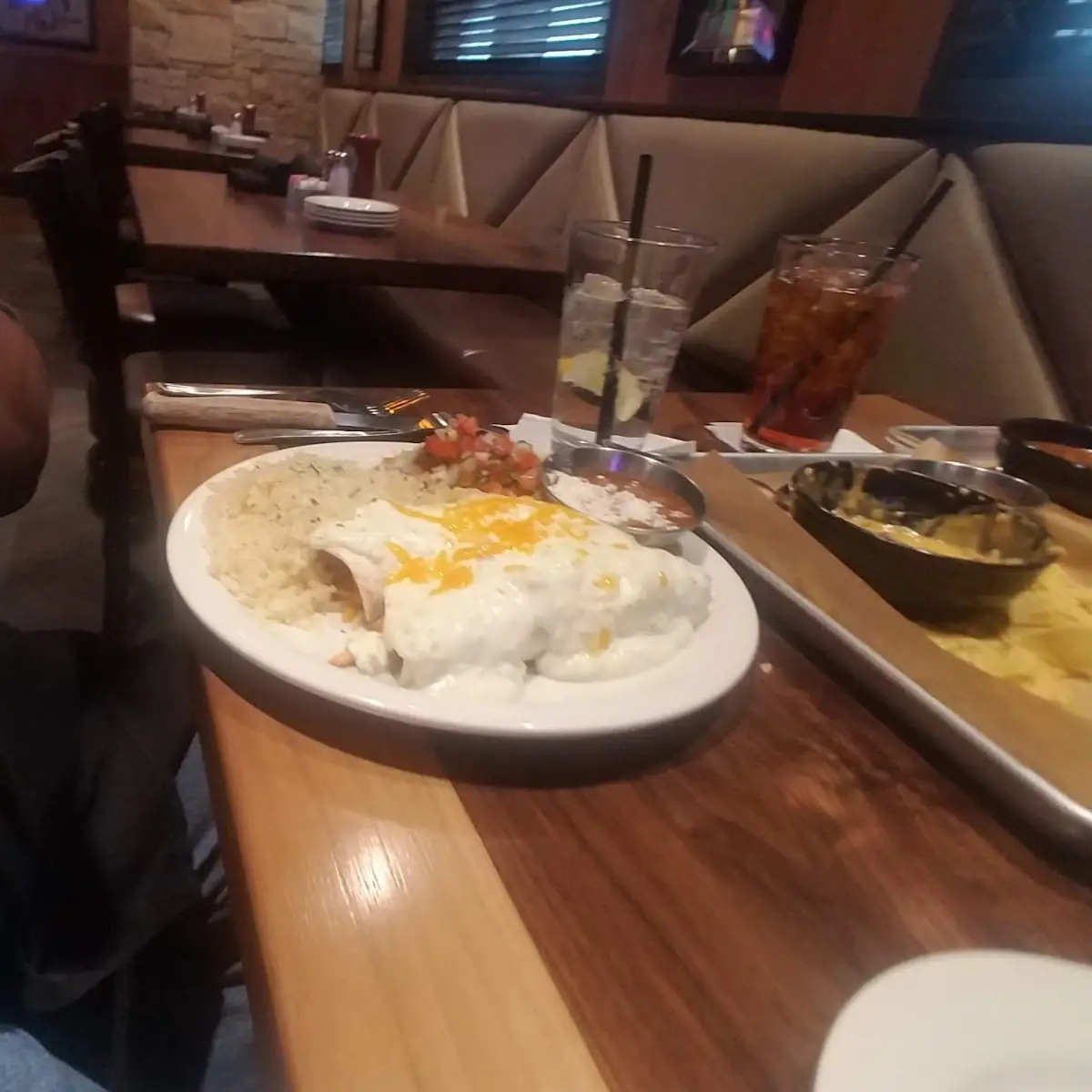 Chicken Enchilada and Chips with Queso