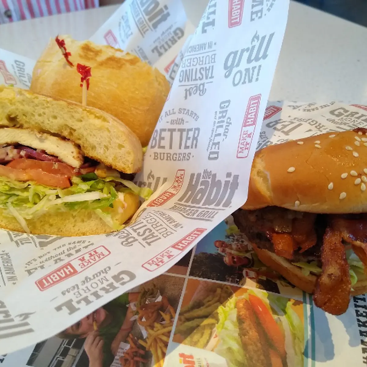 Chicken Sandwich and BBQ Bacon Burger