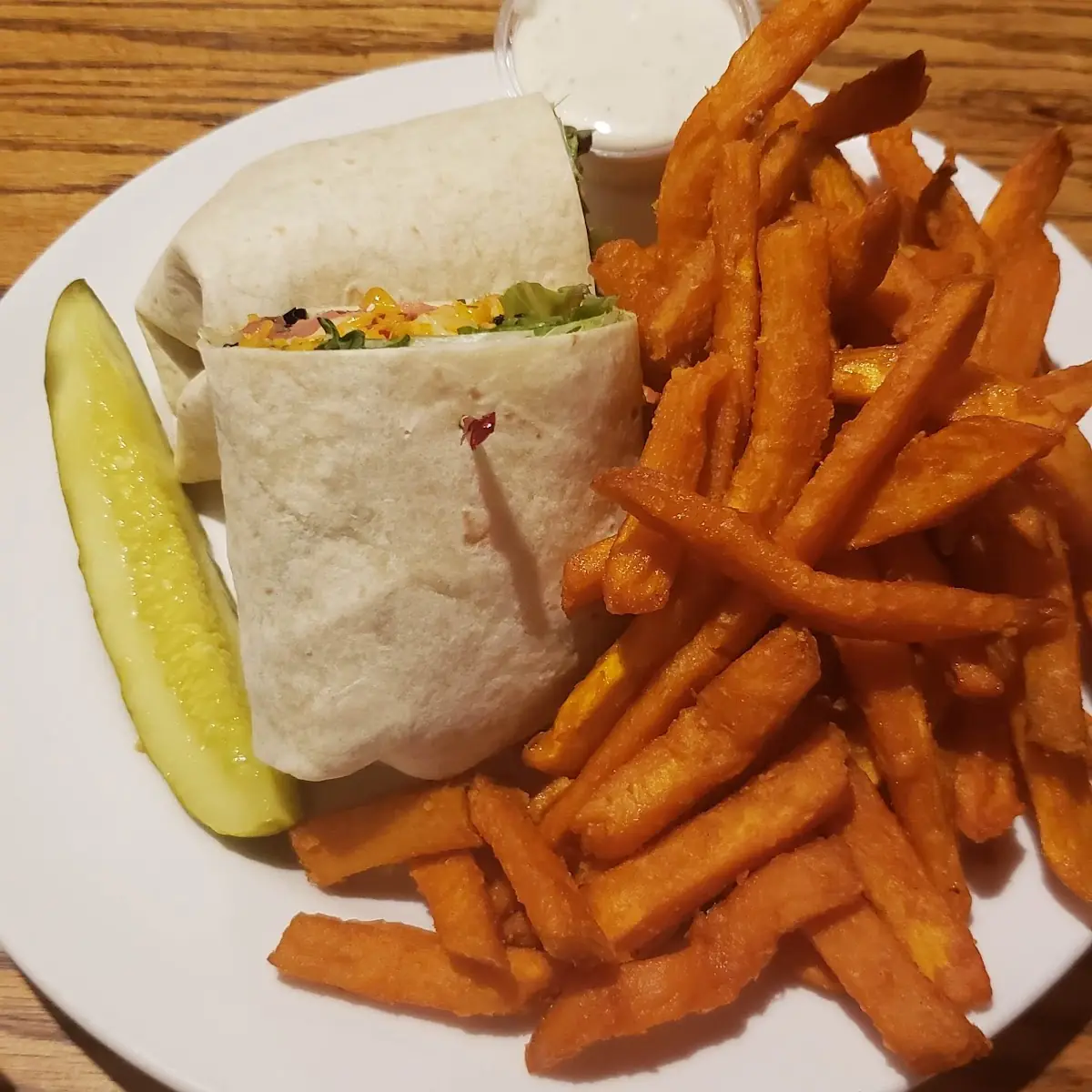 Grilled Chicken Wrap with Sweat Potato Fries