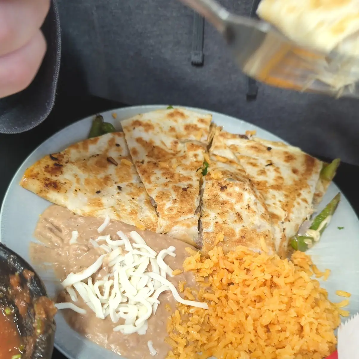 Cheese Quesadilla with Rice Beans