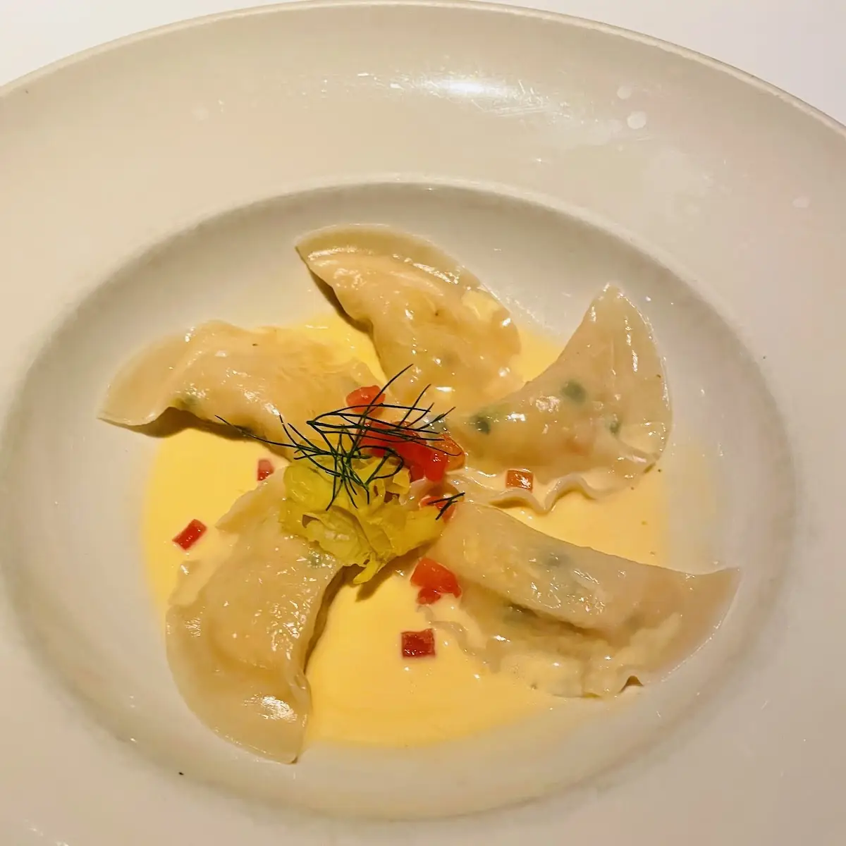 Lobster Dumplings in Cream Sauce