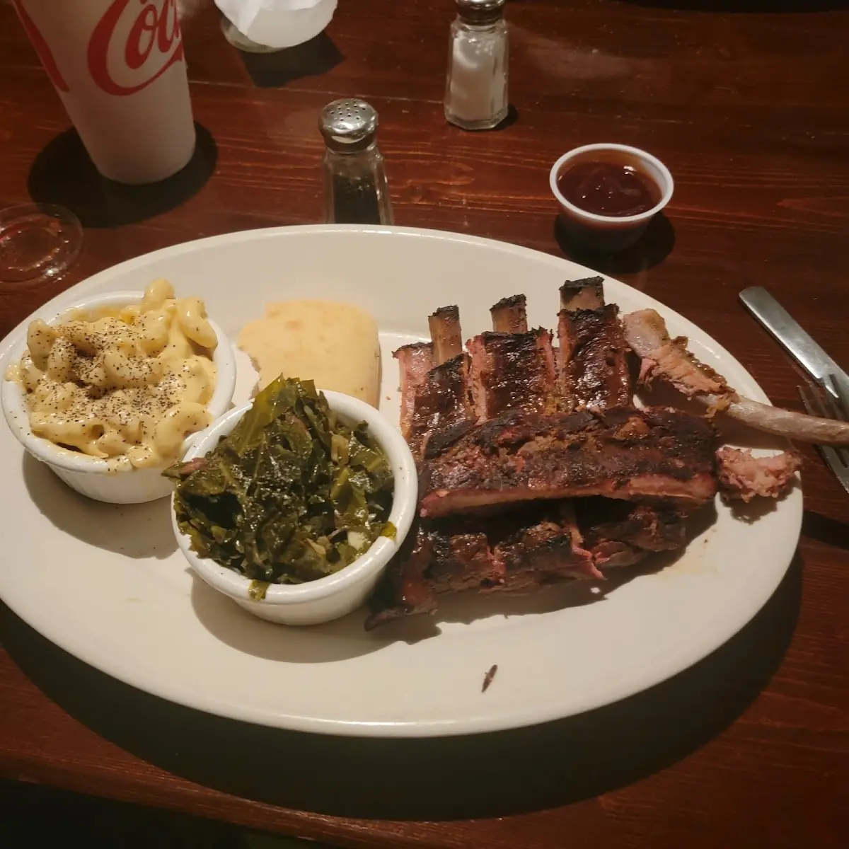 Ribs and Collard Greens with Mac Cheese