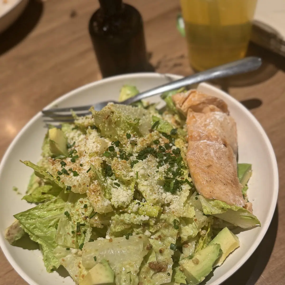 Chicken Caesar Salad with Salmon