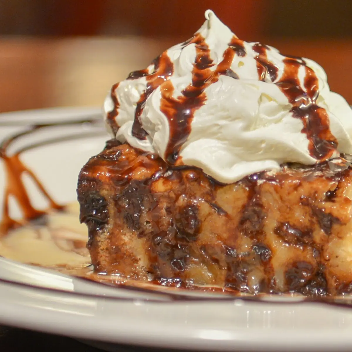 White and Dark Chocolate Bread Pudding with Irish Cream Sauce Great to Share