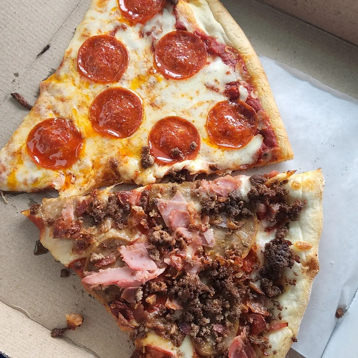 Pizza Slice Pepperoni and Meat Lovers Pizza