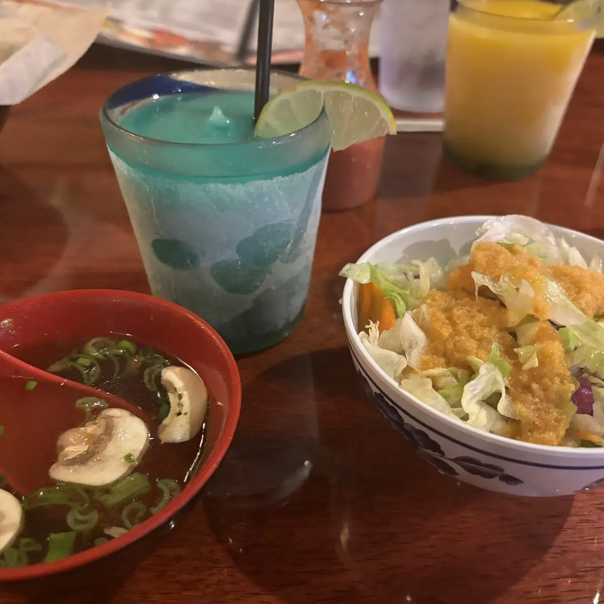 Clear Soup and Salad with Ginger Dressing