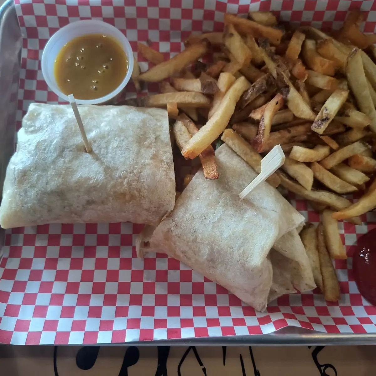 Chicken Wrap and Fries