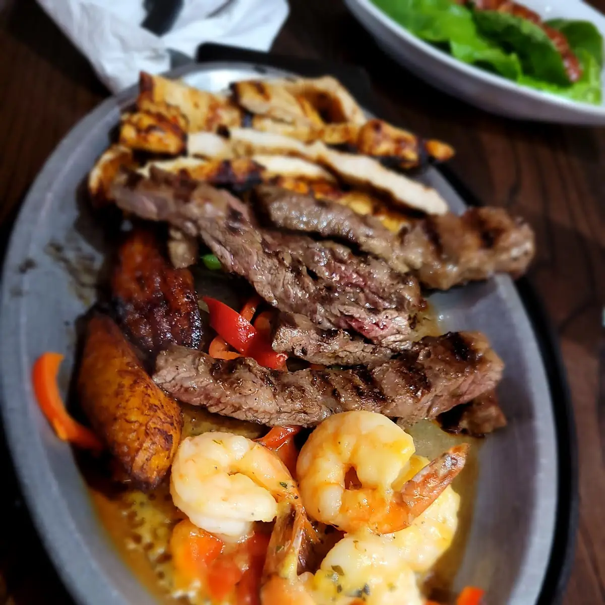 Grilled Skirt Steak Salad and Shrimp