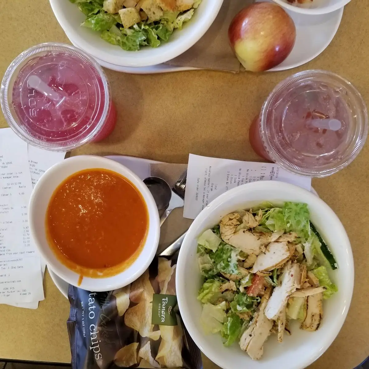Chicken Caesar Salad with Tomato Soup