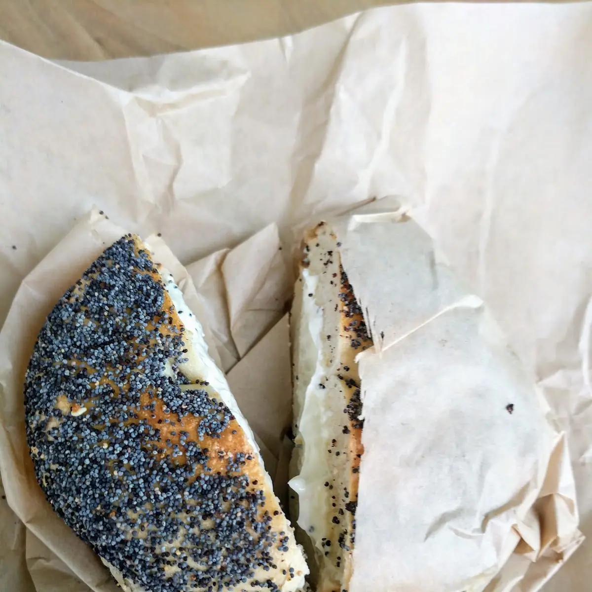 Poppy Seed Bagel with Plain Cream Cheese
