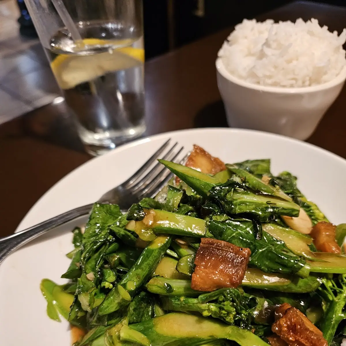 Vegetable with Crispy Pork Belly