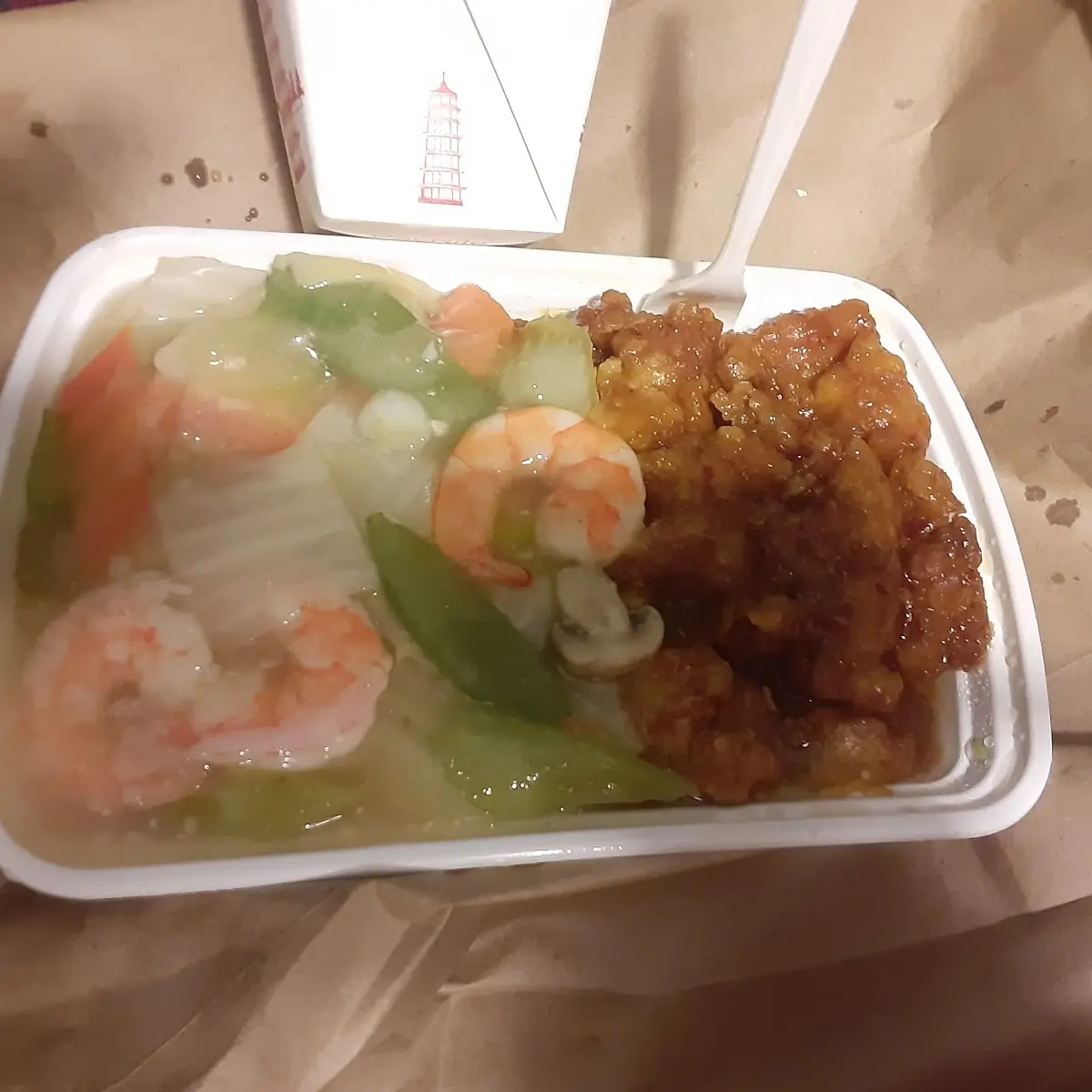 Duos Shrimp with Vegetables and General TSO Chicken