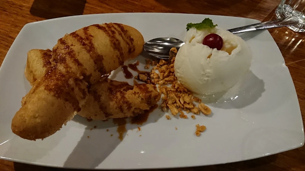 Fried Banana with Vanilla Ice Cream, Banana Leaf on Robson